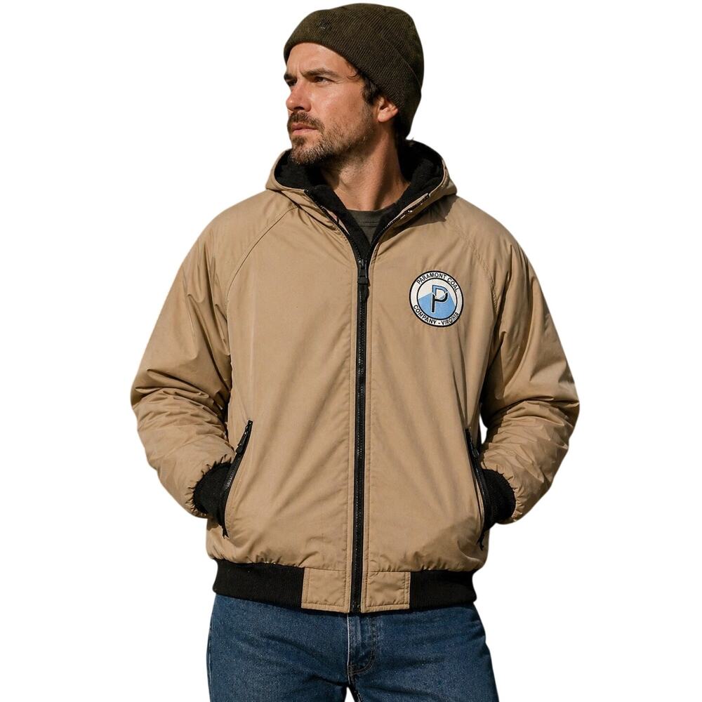 Vintage WearGuard Jacket Mens L Tan Fleece Lined Workwear Zip Coat Utility